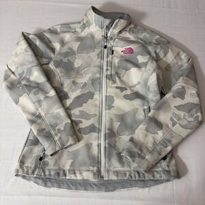 North Face Jacket Women's Apex Bionic Camo Size Medium Softshell Zip Grey/Pink